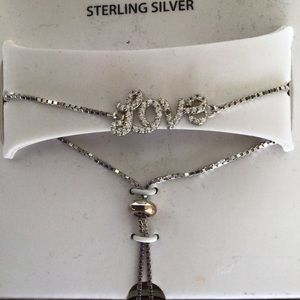 NWT BRILLIANCE FAUX DIAMOND STERLING SILVER BOLO BRACELET NWT